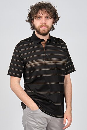 Arslanlı Erkek Çizgili Polo Yaka T-Shirt 07601134 Siyah