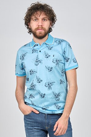 Fulker Erkek Desenli Polo Yaka T-Shirt 1340306 Mavi