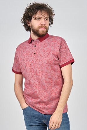 Fulker Erkek Desenli Polo Yaka T-Shirt 1340506 Kırmızı