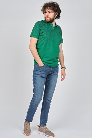 Fulker Erkek Desenli Polo Yaka T-Shirt 1340906 Yeşil