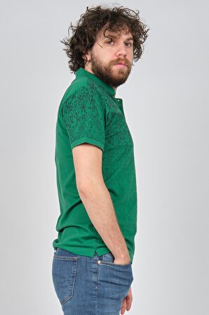 Fulker Erkek Desenli Polo Yaka T-Shirt 1340906 Yeşil