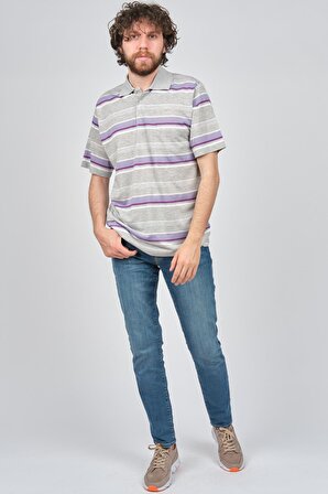 Sanfa Erkek Cep Detaylı Desenli Polo Yaka T-Shirt 17486263 Gri