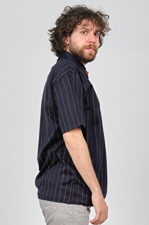 Ennio Muracchini Erkek Cep Detaylı Çizgili Polo Yaka T-Shirt 1197330 Lacivert