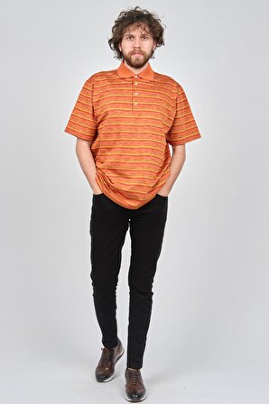 Baila Erkek Cep Detaylı Çizgili Polo Yaka T-Shirt 1196528 Oranj