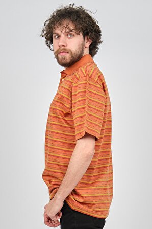Baila Erkek Cep Detaylı Çizgili Polo Yaka T-Shirt 1196528 Oranj