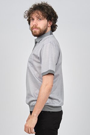 Ennio Muracchini Erkek Cep Detaylı Polo Yaka T-Shirt 1192414 Gri