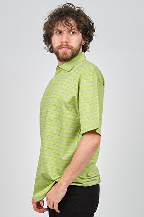 Baila Erkek Cep Detaylı Çizgili Polo Yaka T-Shirt 1196528 Fıstık Yeşili