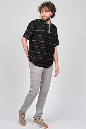 Baila Erkek Cep Detaylı Çizgili Polo Yaka T-Shirt 1191404 Siyah