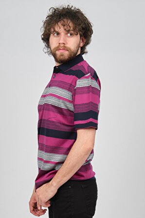 Gallus Erkek Cep Detaylı Blok Desenli Polo Yaka T-Shirt 1194176 Fuşya