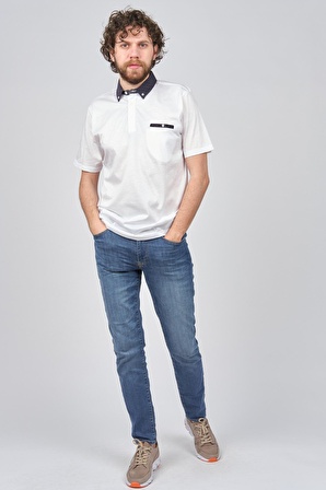 Dolfini Erkek Cep Detaylı Polo Yaka T-Shirt 4841640 Beyaz