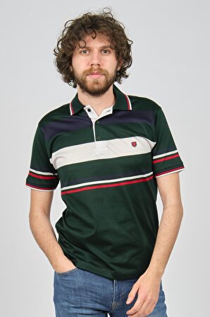 Dolfini Erkek Blok Desenli Polo Yaka T-Shirt 4841435 Yeşil