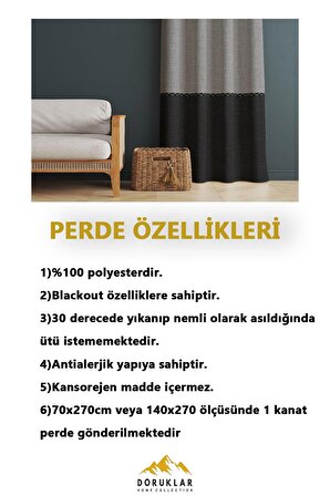 Dekoratif Modern Desenli Krem Renkli Blackout Karartma Perde