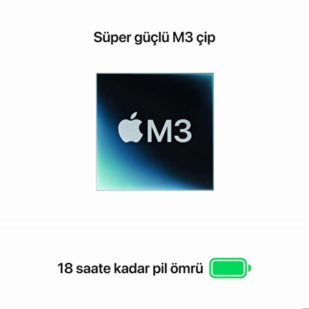 Apple MacBook Air 13.6 inc M3 8CPU 8GPU 8GB 256GB Uzay Grisi MRXN3TU/A