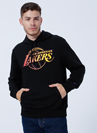 New Era Kapüşon Yaka Siyah Erkek Sweatshırt 60284693-NBA NEON FADE HOODY LOSLAK