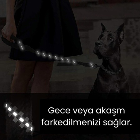 Kedi ve Köpekler Için Reflektörlü Gezdirme Tasması Kayışı Halatı Reflektörlü 130 Cm