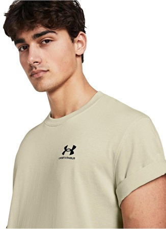 Under Armour 1373997-273 UA M LOGO EMB HEAVYWEIG Bej Erkek Bisiklet Yaka Oversize T-Shirt