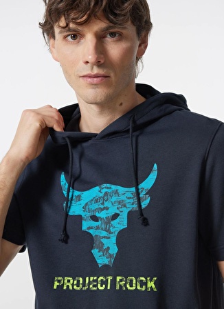 Under Armour 1383227-001 Pjt Rck Payoff SS Terry Siyah Erkek Kapüşon Yaka Oversize Sweatshirt