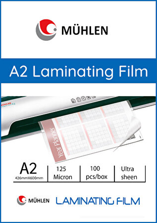 Mühlen Beutel A2-125 | A2 Boyutu, 125 Mikron Laminasyon PVC Filmi 1 Paket 100 Adet