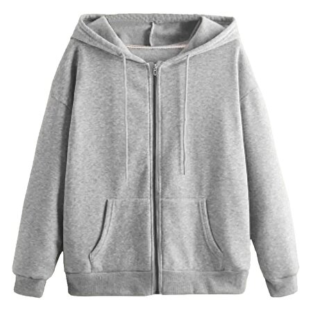 unisex gri oversize kapşonlu sweatshirt