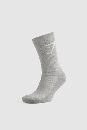 Gri Atletik Performans Çorabı Topuk ve Burunu ekstra Havlu dolgulu Spor Çorap 5 Çift