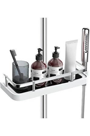 Robot Ve Sürgülü Duş Seti Sabunluk Şampuanlık Liflik Lüx Kromajlı Organizer