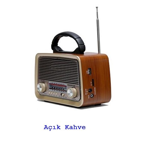 Gaman Açık Kahverengi Ahşap Renk Rt-301 Şarjlı Radyo ,usb, Sd , Mp3 Player Nostaljik Görünümlü Bluetoothlu