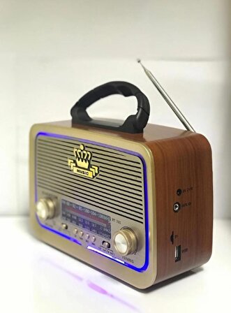 Gaman Açık Kahverengi Ahşap Renk Rt-301 Şarjlı Radyo ,usb, Sd , Mp3 Player Nostaljik Görünümlü Bluetoothlu