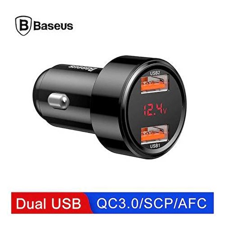 Baseus 45w Araç Şarj Başlık Çakmaklık Şarj Hızlı Şarj 4.0,3.0 Dual Usb Çıkışlı Araç Şarj Başlık