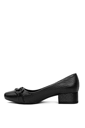 EnAsil Siyah Tokalı Az Topuklu Kadın Ayakkabı