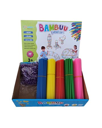 Bambu Çubuklar Eğitici Zeka ve Hayal Gücü Geliştirici +300 Parça 5 Farklı Renk