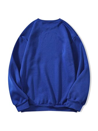 Kadın Oversize Bisiklet Yaka Basic Düz Sweatshirt