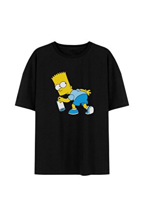 Bart Simpson Secret Spray, Kısa Kollu, Siyah Oversize Unisex T-shirt
