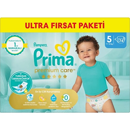 Prima Bebek Bezi Premium Care 5 Beden 74'lü Junior Fırsat Paketi