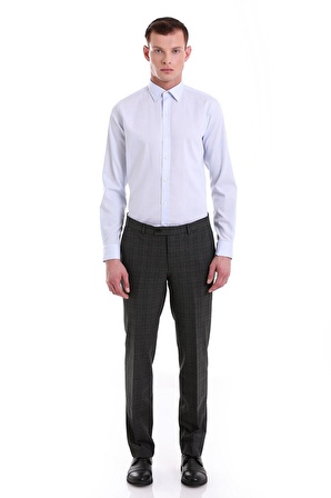 Mavi Comfort Fit Desenli 100% Pamuklu Slim Yaka Uzun Kollu Spor Gömlek | L