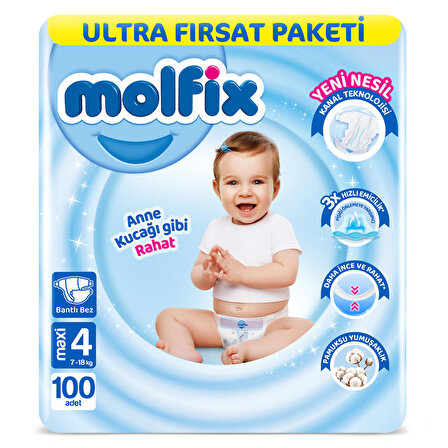 Molfix 3D 4 Beden Maxi 100'lı Ultra Fırsat Paketi