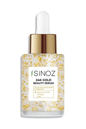 Sinoz 24k Altın Parçacıklı Hyaluronik Asit Içeren Kırışıklık Karşıtı Kolajen Cilt Bakım Serum 30 ml