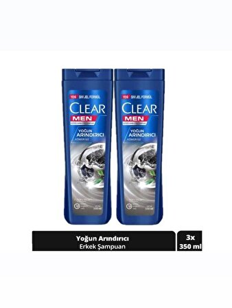 Clear Men Kepeğe Karşı Etkili Şampuan Yoğun Arındırıcı Kömür 350 ml X 2 Adet