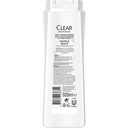 Clear Komple Bakım Şampuan 600 ml x 2 Adet