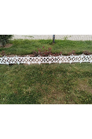 DS- Beyaz 10 Adet Çapraz Bahçe Çiti Dekoratif Esnek Plastik Çit Peyzaj Koruma Çiti Toplam 580-36 Cm 