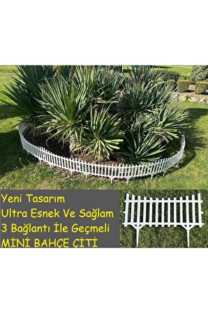 DS- Beyaz 10 Adet Bahçe Çiti Dekoratif Esnek Plastik Çit Peyzaj Koruma Çiti Toplam 580-36 Cm 