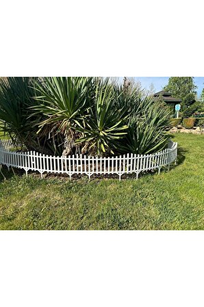 DS- Beyaz 10 Adet Bahçe Çiti Dekoratif Esnek Plastik Çit Peyzaj Koruma Çiti Toplam 580-36 Cm 