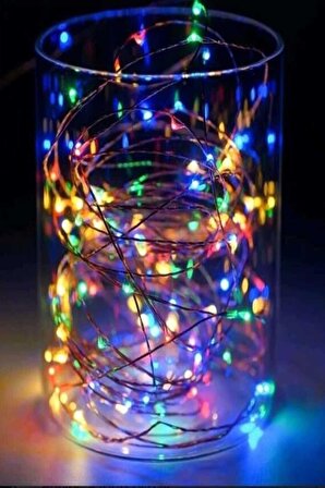 DS- Pil İle Çalışan Dekoratif 5 Metre Peri Led Işık Rgb Çok Renkli Aydınlatma (Piller Dahil Değil) 