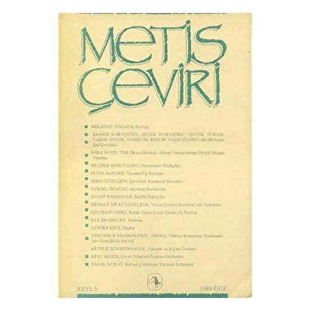 Metis Çeviri 5 Güz 1988