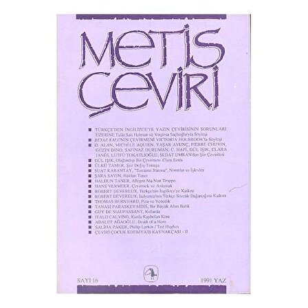 Metis Çeviri 16 Yaz 1991