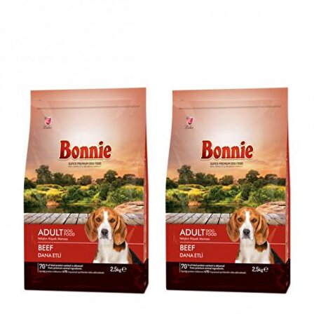 Bonnie Biftekli Tüm Irklar Yetişkin Kuru Köpek Maması 2x2.5 kg