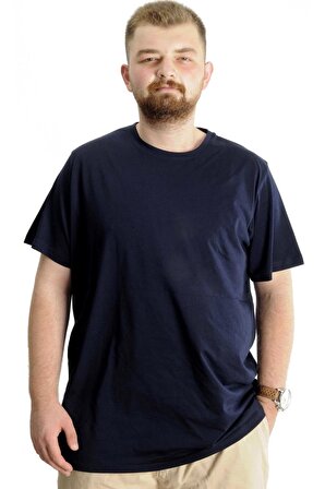 Mode XL Büyük Beden Erkek T-Shirt Basic 20031 Lacivert