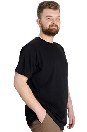 Mode XL Büyük Beden Erkek T-Shirt Basic 20031 Siyah