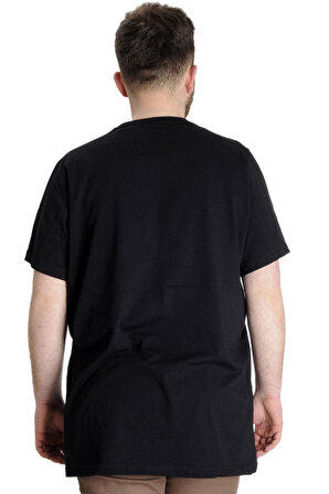 Mode XL Büyük Beden Erkek Tshirt V Yaka 20032 Siyah