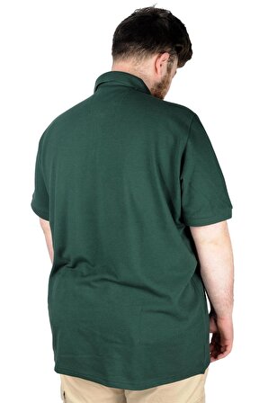 Mode XL Battal Beden Erkek Tshirt Polo Yaka Cepli Klasik Pike 20552 Nefti