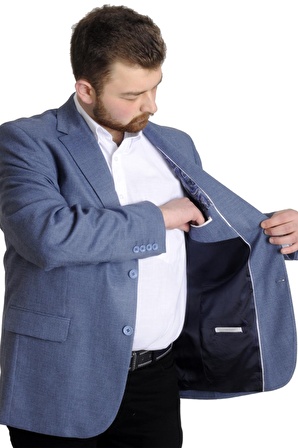 Mode XL Büyük Beden Erkek Ceket Blazer Perfetto Plus 21022 İndigo